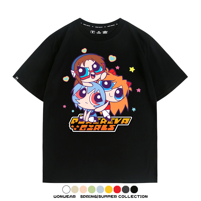 EVA福音戰士飛天小女警聯名 親子情侶裝寬鬆短袖T