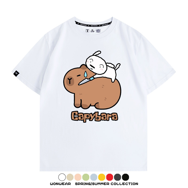 蠟筆小新卡皮巴拉水豚 親子情侶裝寬鬆短袖T