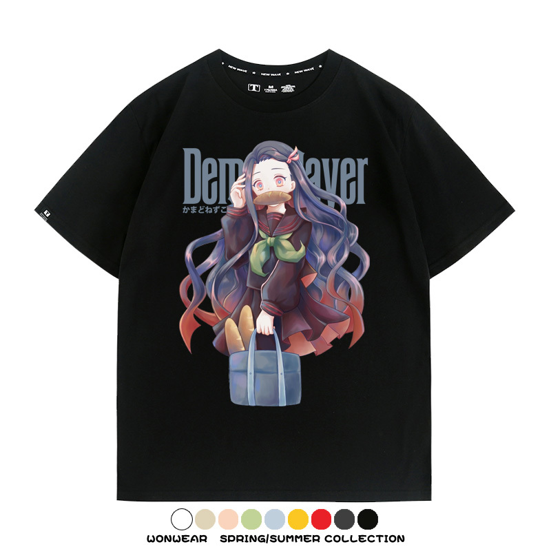 鬼滅之刃禰豆子動漫周邊聯名短袖上衣服卡通純棉t恤衫男夏季半袖