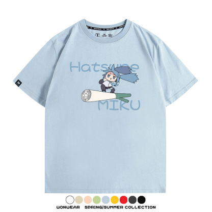 MIKU蔥娘初音未來日系二次元搞怪周邊短袖情侶純棉夏季T恤衫百搭