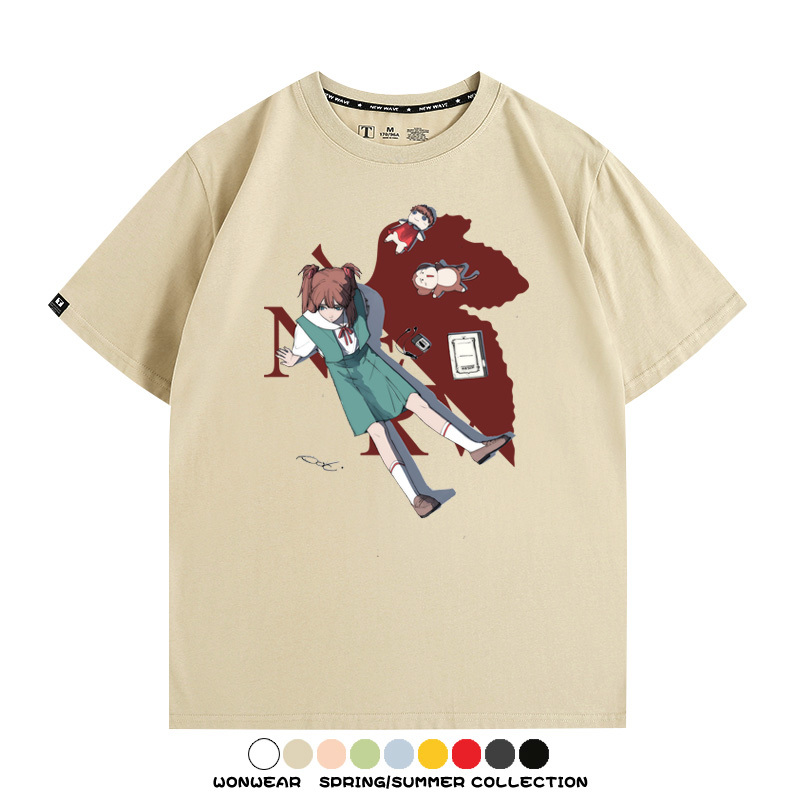 EVA新世紀福音戰士動漫明日香潮牌聯名短袖純棉T恤夏季情侶寬鬆上衣