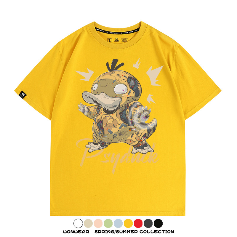 機械可達鴨精靈寶可夢 親子情侶裝寬鬆短袖T