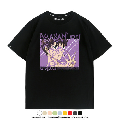 新世紀福音戰士EVA綾波麗明日香褚熏日系潮牌動漫青少年夏純棉T恤