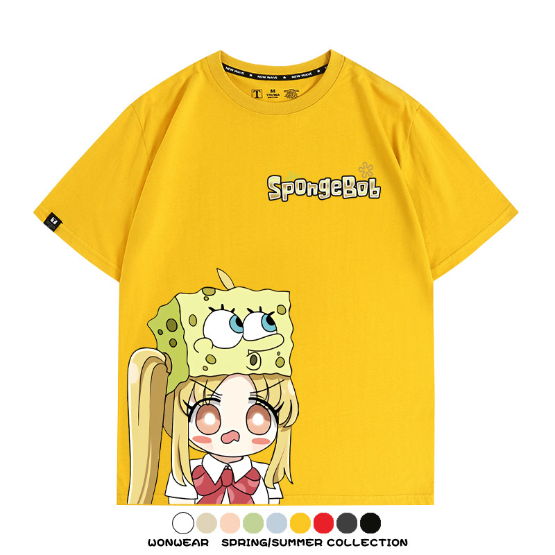 海綿寶寶x孤獨搖滾聯名 親子情侶寬鬆短袖T