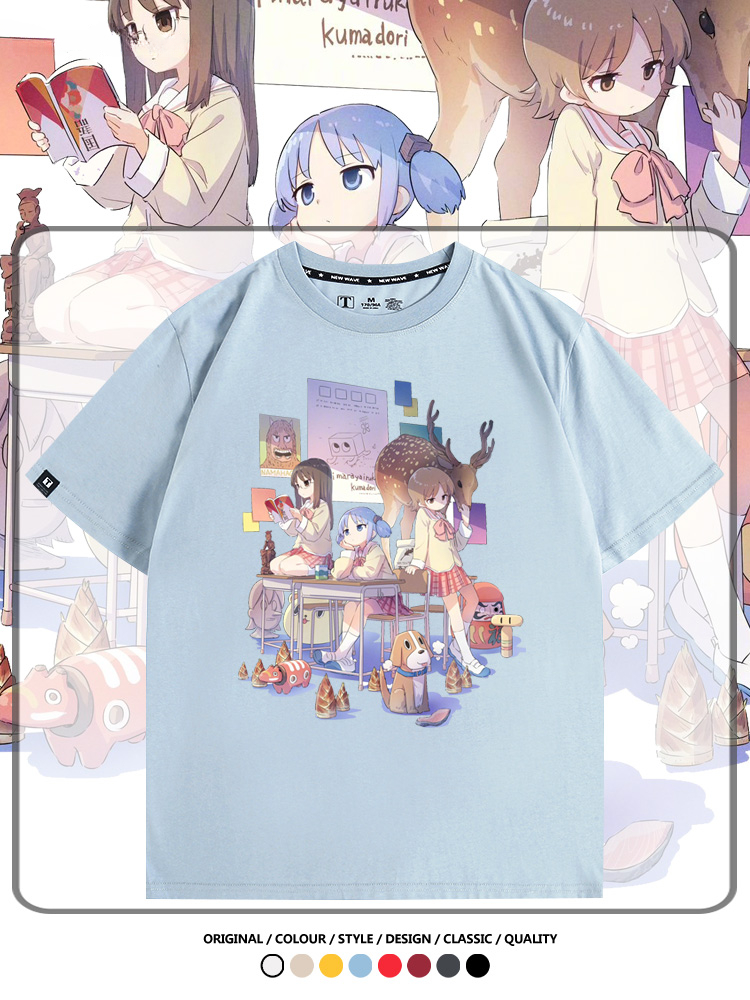 搞笑動漫日常二次元周邊短袖夏季男士純棉T恤衫青少年學生潮上衣