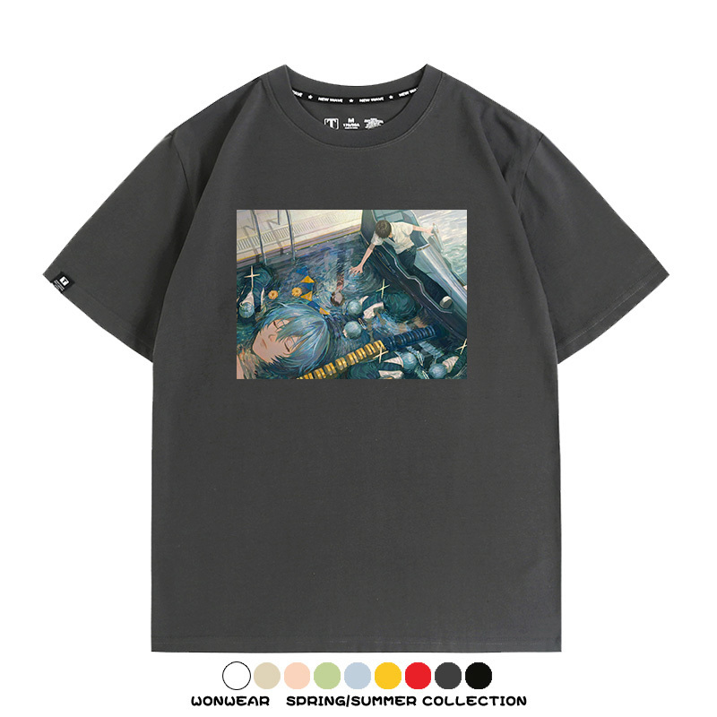 新世紀福音戰士EVA藝術插畫潮牌印花T恤夏季男潮純棉短袖寬鬆上衣