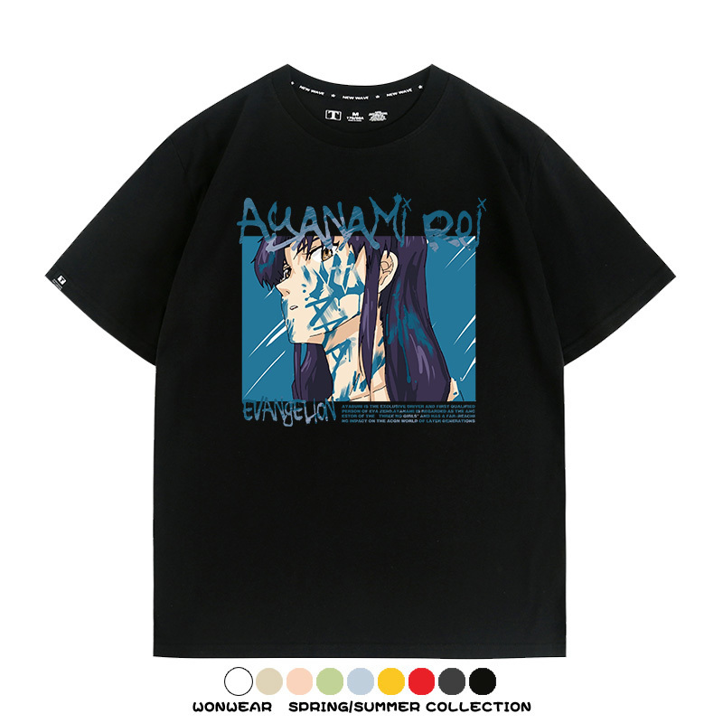 新世紀福音戰士EVA綾波麗明日香褚熏日系潮牌動漫青少年夏純棉T恤