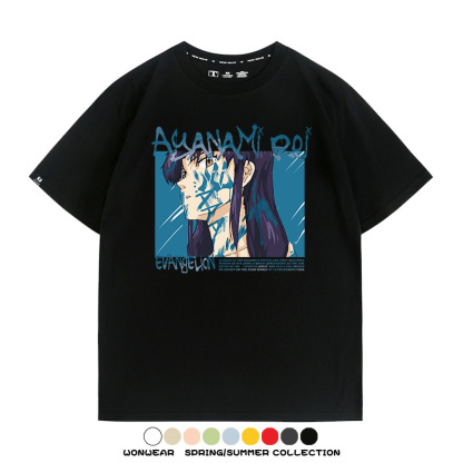 新世紀福音戰士EVA綾波麗明日香褚熏日系潮牌動漫青少年夏純棉T恤