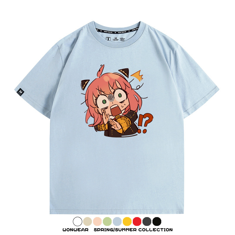 間諜家家酒動漫阿尼亞卡通可愛周邊情侶T恤衫夏季純棉短袖上衣潮