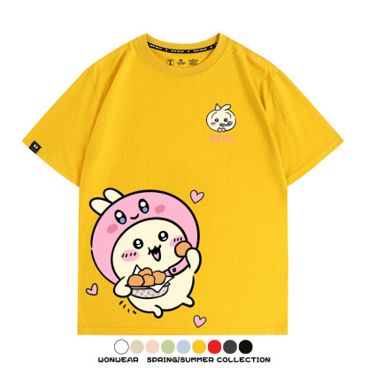 吉伊卡哇chiikawa小可愛吉伊烏薩奇小八聯動情侶短袖純棉T恤上衣