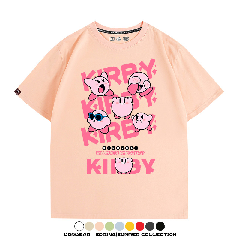 星之卡比任天堂遊戲周邊 親子情侶裝寬鬆短袖T