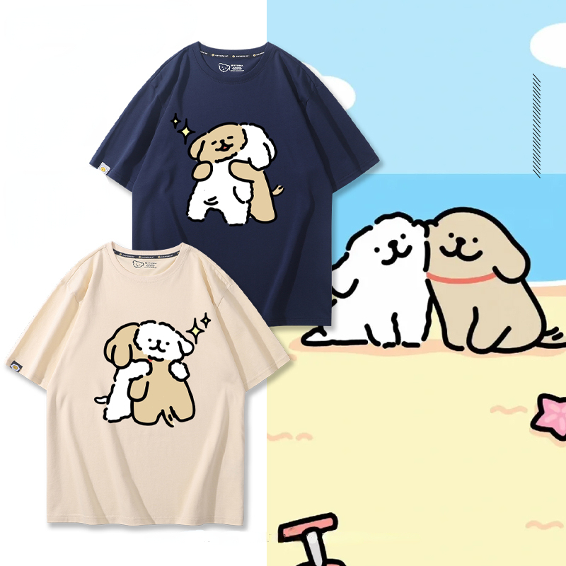 線條小狗 2024親子情侶男女同款 T恤