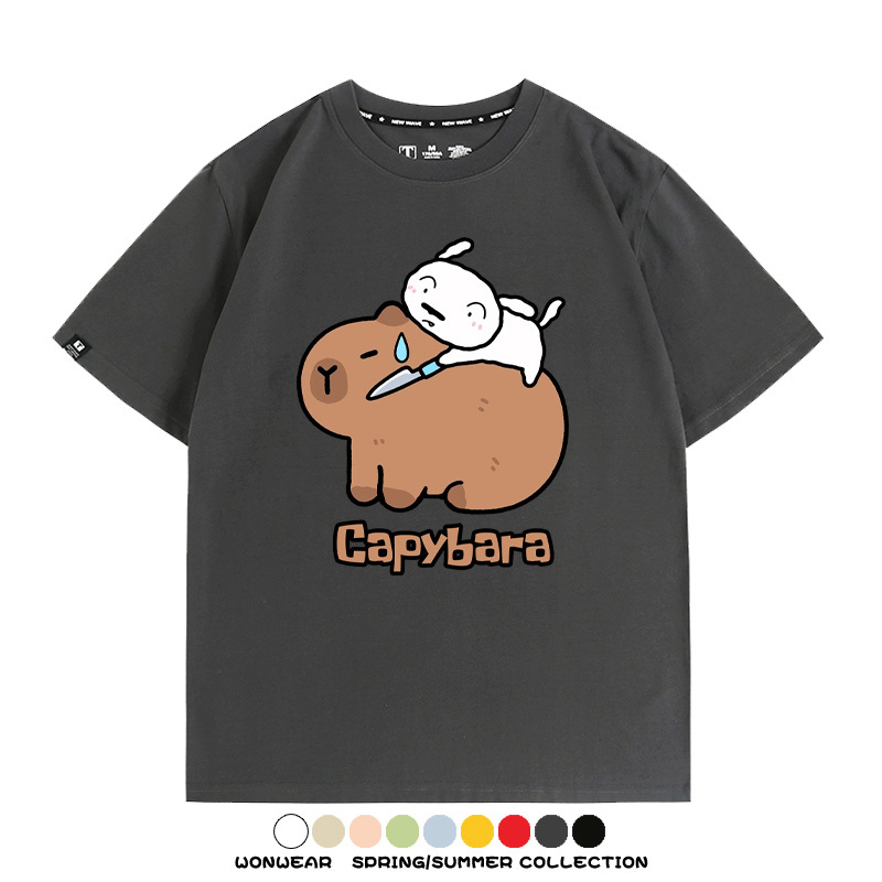 蠟筆小新卡皮巴拉水豚 親子情侶裝寬鬆短袖T