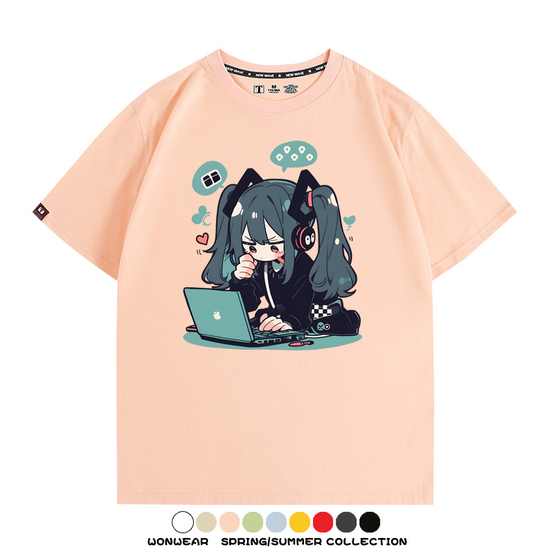 元氣日系少女機能動漫初音未來MIKU 親子情侶裝寬鬆短袖T