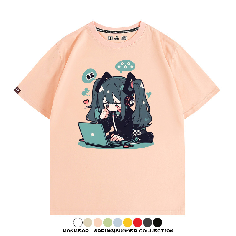 元氣日系少女機能動漫初音未來MIKU 親子情侶裝寬鬆短袖T