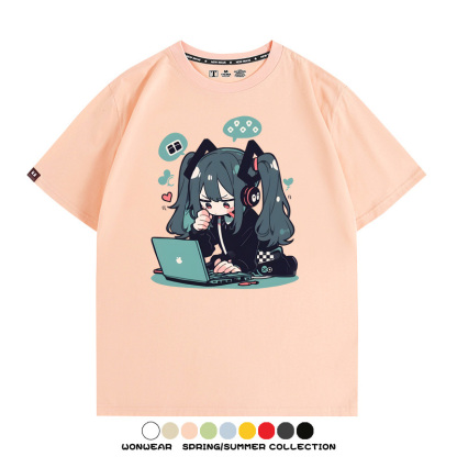 元氣日系少女機能動漫初音未來MIKU 親子情侶裝寬鬆短袖T