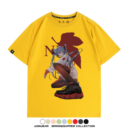 初音未來聯名明日香情侶裝t恤衫EVA二次元動漫周邊純棉短袖上衣服