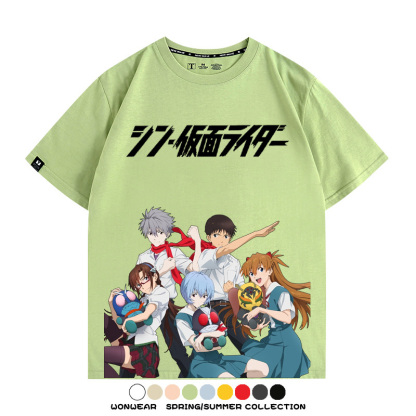 EVA福音戰士明日香綾波麗聯名 親子情侶裝寬鬆短袖T