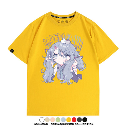 初音未來miku二次元少女元氣動漫周邊短袖夏季情侶純棉T恤男休閒