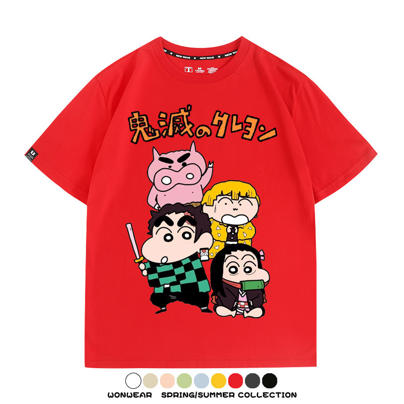 鬼滅之刃蠟筆小新聯名動漫周邊短袖T恤