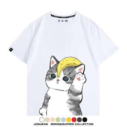香蕉貓福珊迪情侶裝短袖上衣服日系二次元喵聯名半袖動物半袖男t恤夏