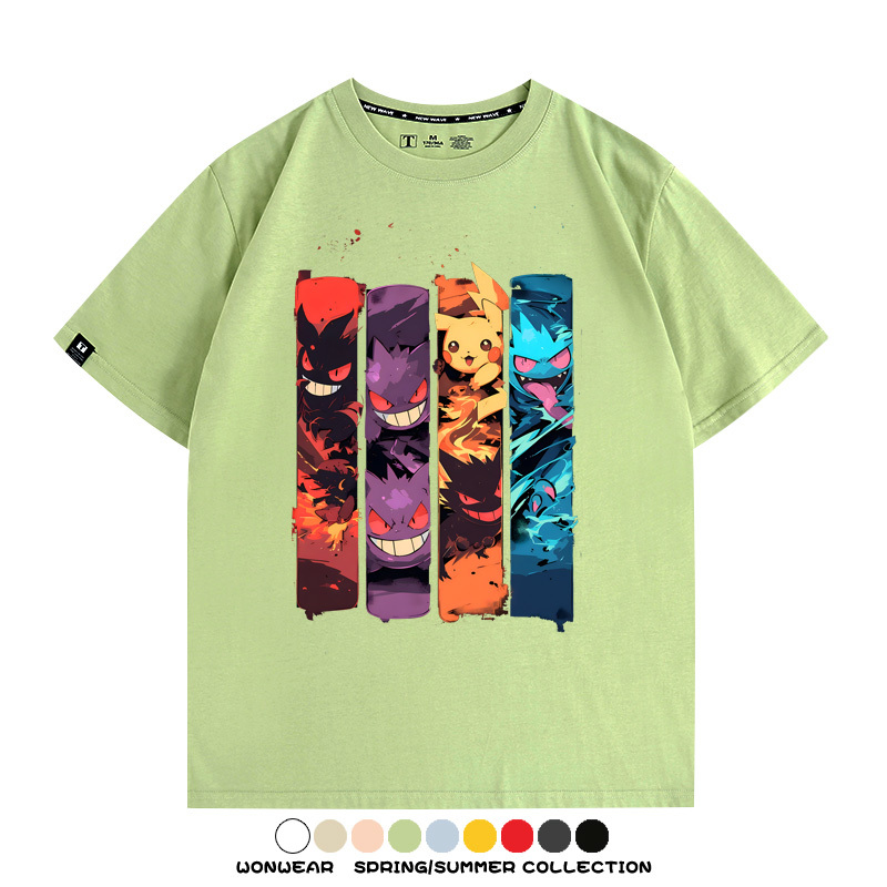 精靈寶可夢潮牌動漫 親子情侶裝寬鬆短袖T