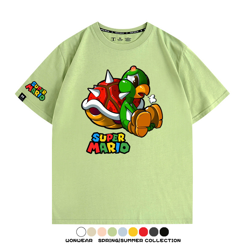 瑪利歐兄弟任天堂周邊短袖游戲卡通蘑菇青少年男寬鬆夏季純棉T恤