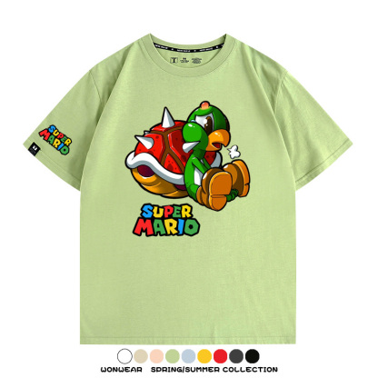瑪利歐兄弟任天堂周邊短袖游戲卡通蘑菇青少年男寬鬆夏季純棉T恤