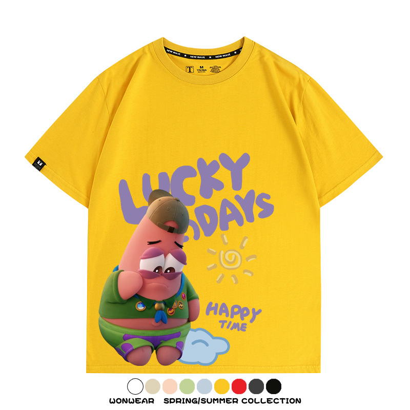 海綿寶寶派大星聯名 親子情侶寬鬆短袖T