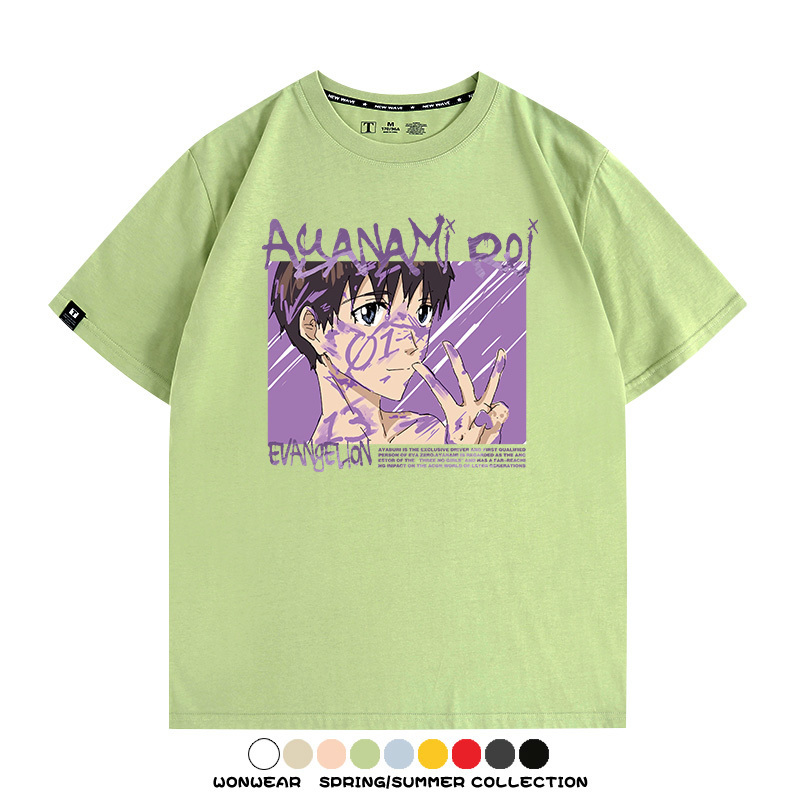 新世紀福音戰士EVA綾波麗明日香褚熏日系潮牌動漫青少年夏純棉T恤
