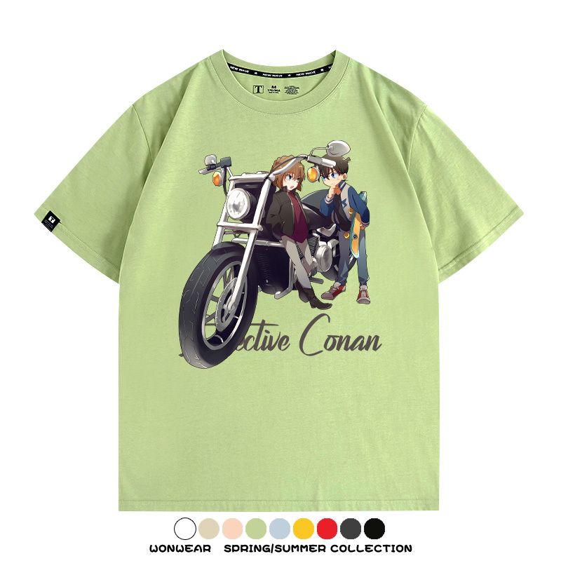 名偵探柯南灰原哀聯名機車 親子情侶裝寬鬆短袖T