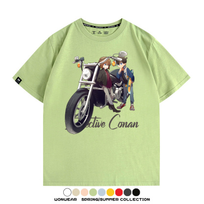名偵探柯南灰原哀聯名機車 親子情侶裝寬鬆短袖T