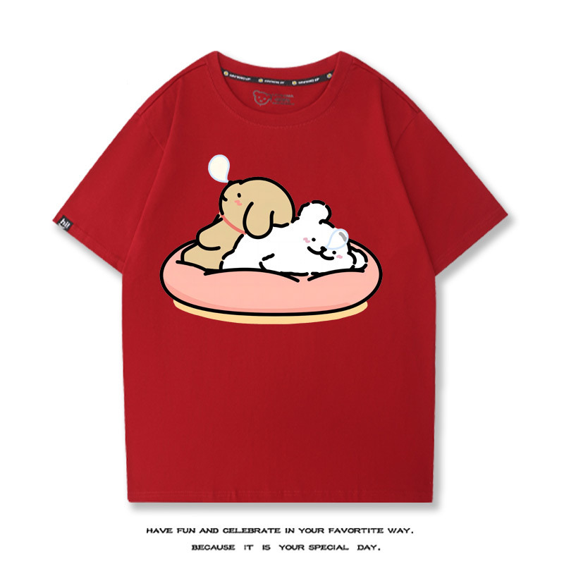 線條小狗 2024親子情侶男女同款 T恤