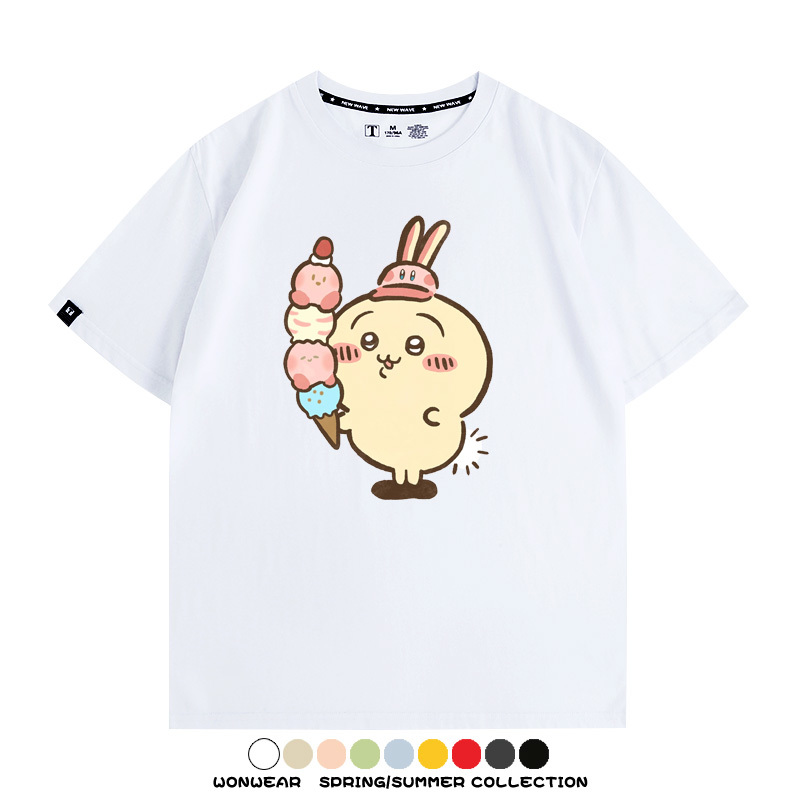 Chiikawa吉伊卡哇卡通烏薩奇COS星之卡比聯動短袖純棉T恤夏季寬鬆