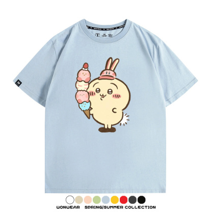 Chiikawa吉伊卡哇卡通烏薩奇COS星之卡比聯動短袖純棉T恤夏季寬鬆