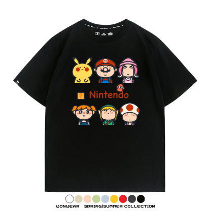 任天堂主機遊戲瑪利歐薩爾達T恤聯動周邊純棉短袖夏季青少年寬鬆