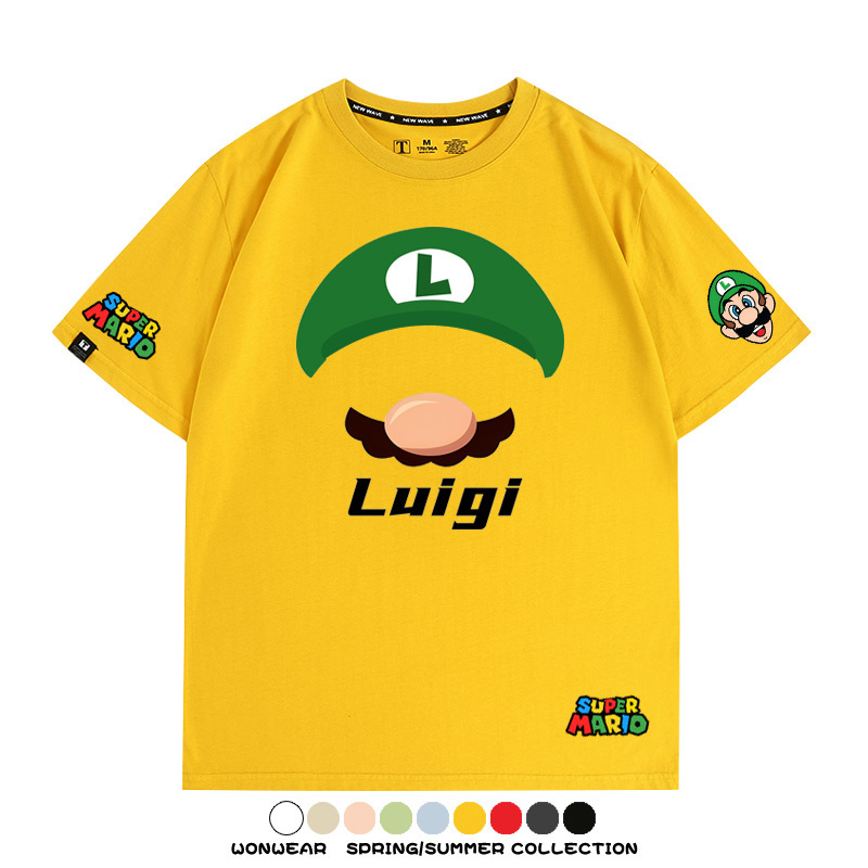 瑪利歐超級瑪麗路易吉兄弟帽子任天堂T恤周邊短袖夏季男潮流寬鬆