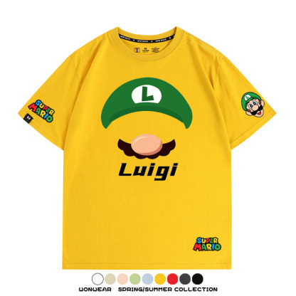瑪利歐超級瑪麗路易吉兄弟帽子任天堂T恤周邊短袖夏季男潮流寬鬆