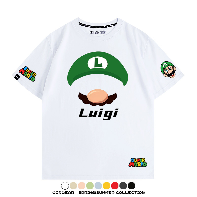 瑪利歐超級瑪麗路易吉兄弟帽子任天堂T恤周邊短袖夏季男潮流寬鬆