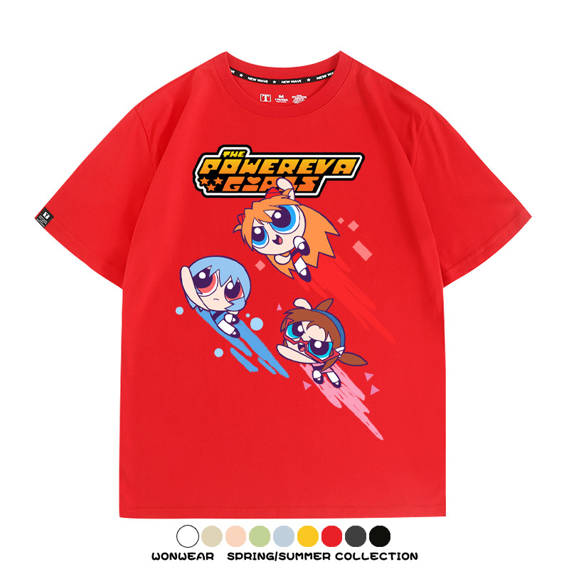 EVA福音戰士飛天小女警聯名 親子情侶裝寬鬆短袖T