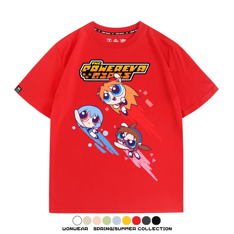 EVA福音戰士飛天小女警聯名 親子情侶裝寬鬆短袖T