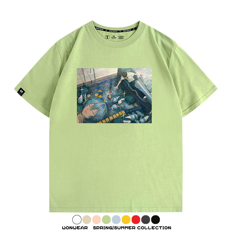 新世紀福音戰士EVA藝術插畫潮牌印花T恤夏季男潮純棉短袖寬鬆上衣