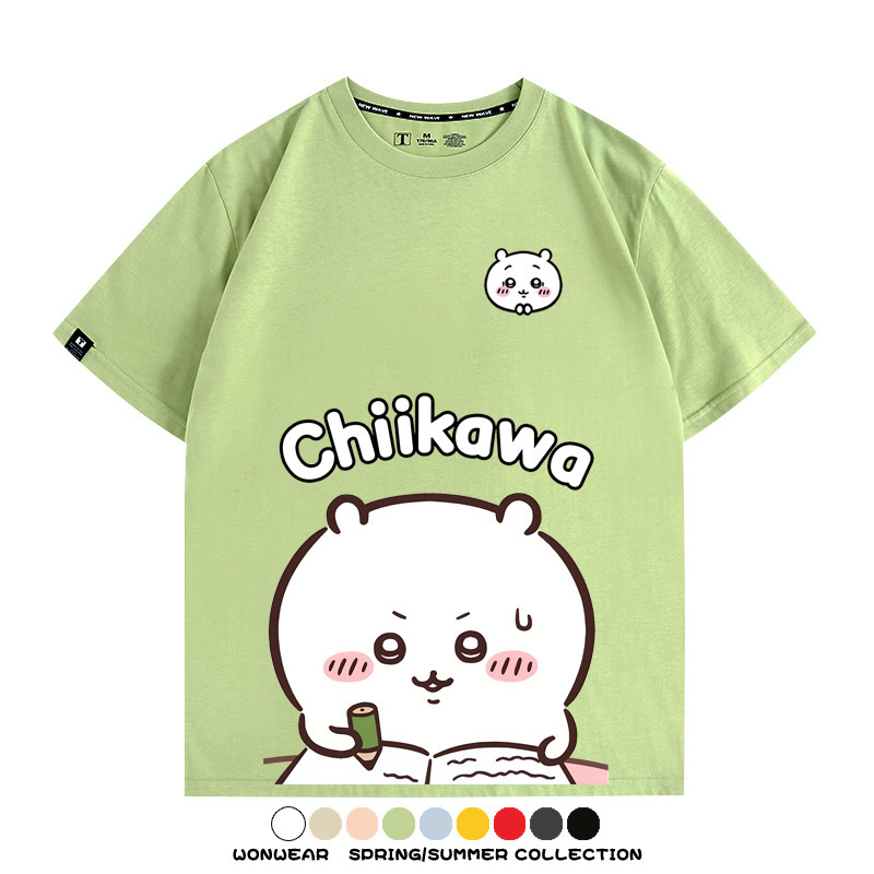 Chiikawa日系萌系吉伊卡哇可愛小八烏薩奇聯名短袖夏男純棉T恤衫