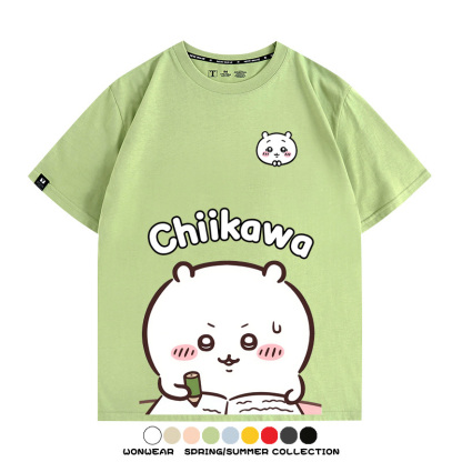 Chiikawa日系萌系吉伊卡哇可愛小八烏薩奇聯名短袖夏男純棉T恤衫