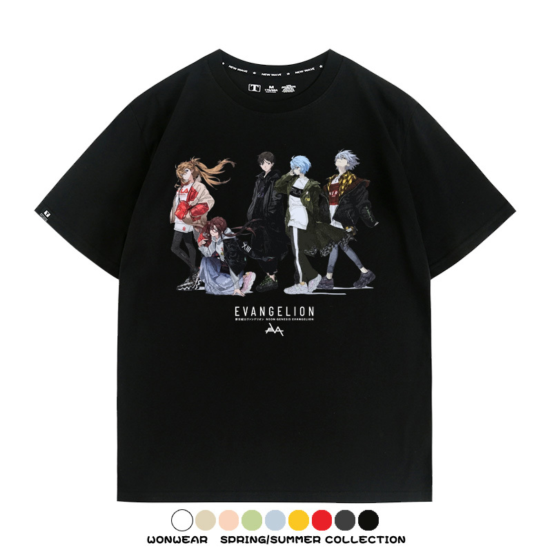 米山舞EVA聯名同款短袖T恤衫潮牌埃菲爾鐵塔日系純棉男潮寬鬆百搭