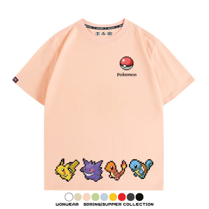 精靈寶可夢像素可愛 親子情侶裝寬鬆短袖T