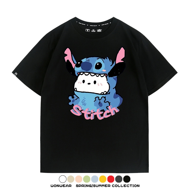 史迪奇三麗鷗帕恰狗聯名 親子情侶裝寬鬆短袖T