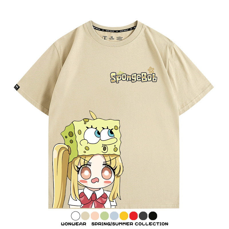 海綿寶寶x孤獨搖滾聯名 親子情侶寬鬆短袖T