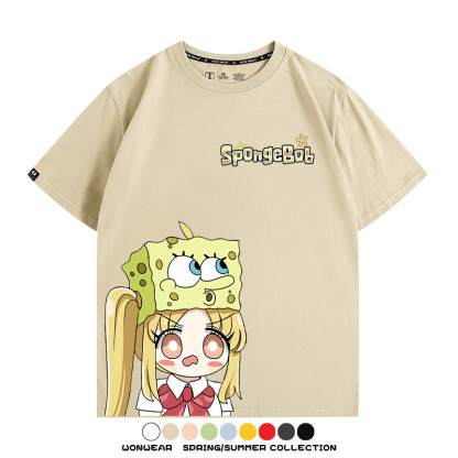 海綿寶寶x孤獨搖滾聯名 親子情侶寬鬆短袖T