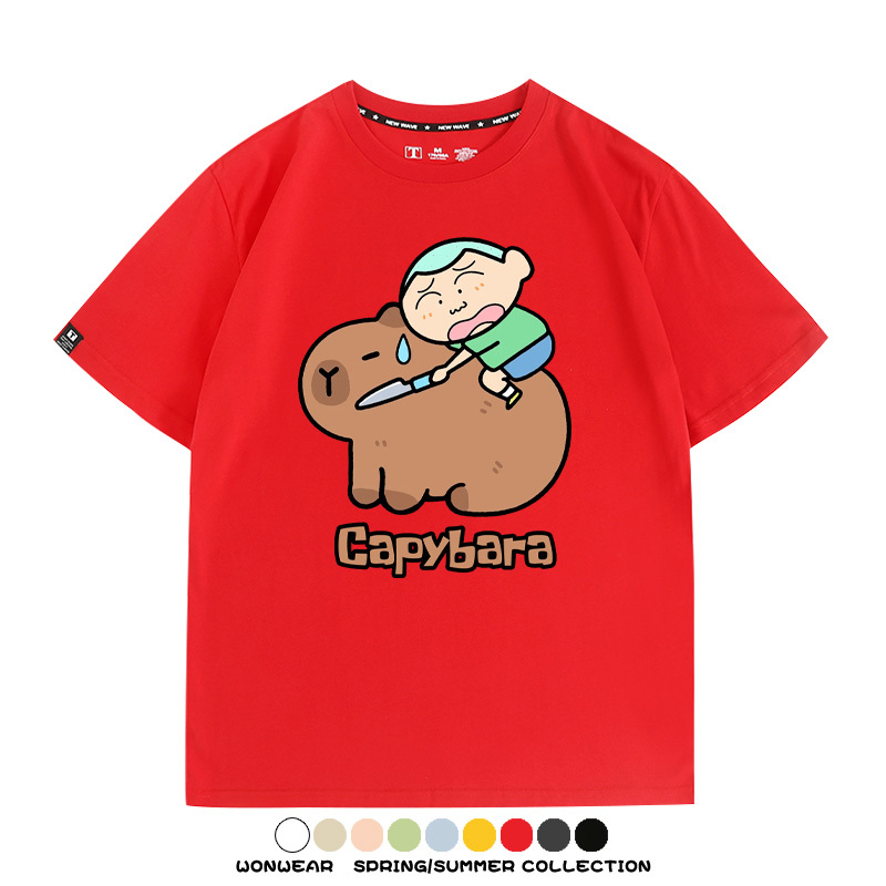 蠟筆小新卡皮巴拉水豚 親子情侶裝寬鬆短袖T